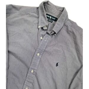 Ralph Lauren Yarmouth Button Down‎ 100% Cotton Shirt Men's 17 34/35 Purple Check